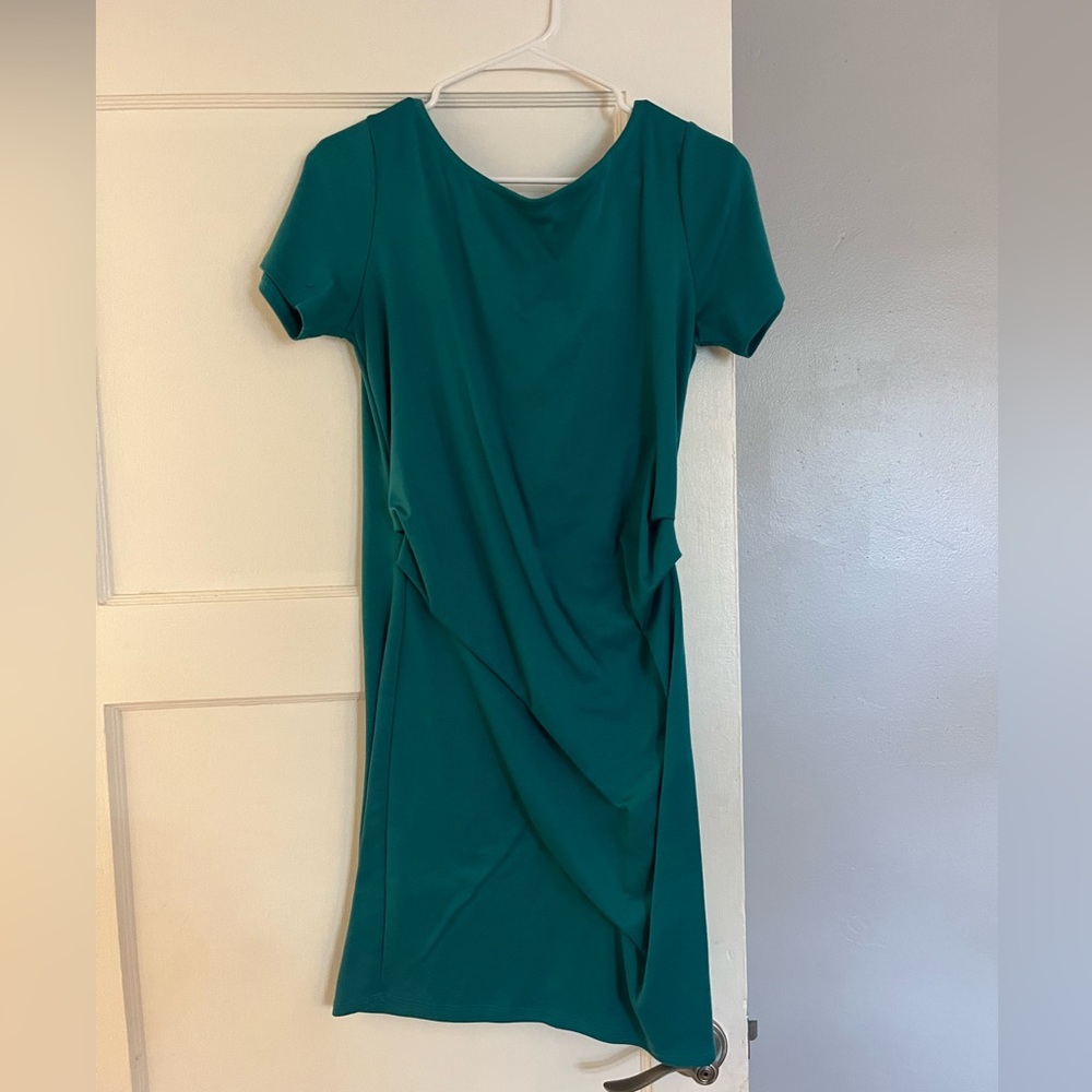 Pinkblush Teal Midi Dress with Side Drape Maternity